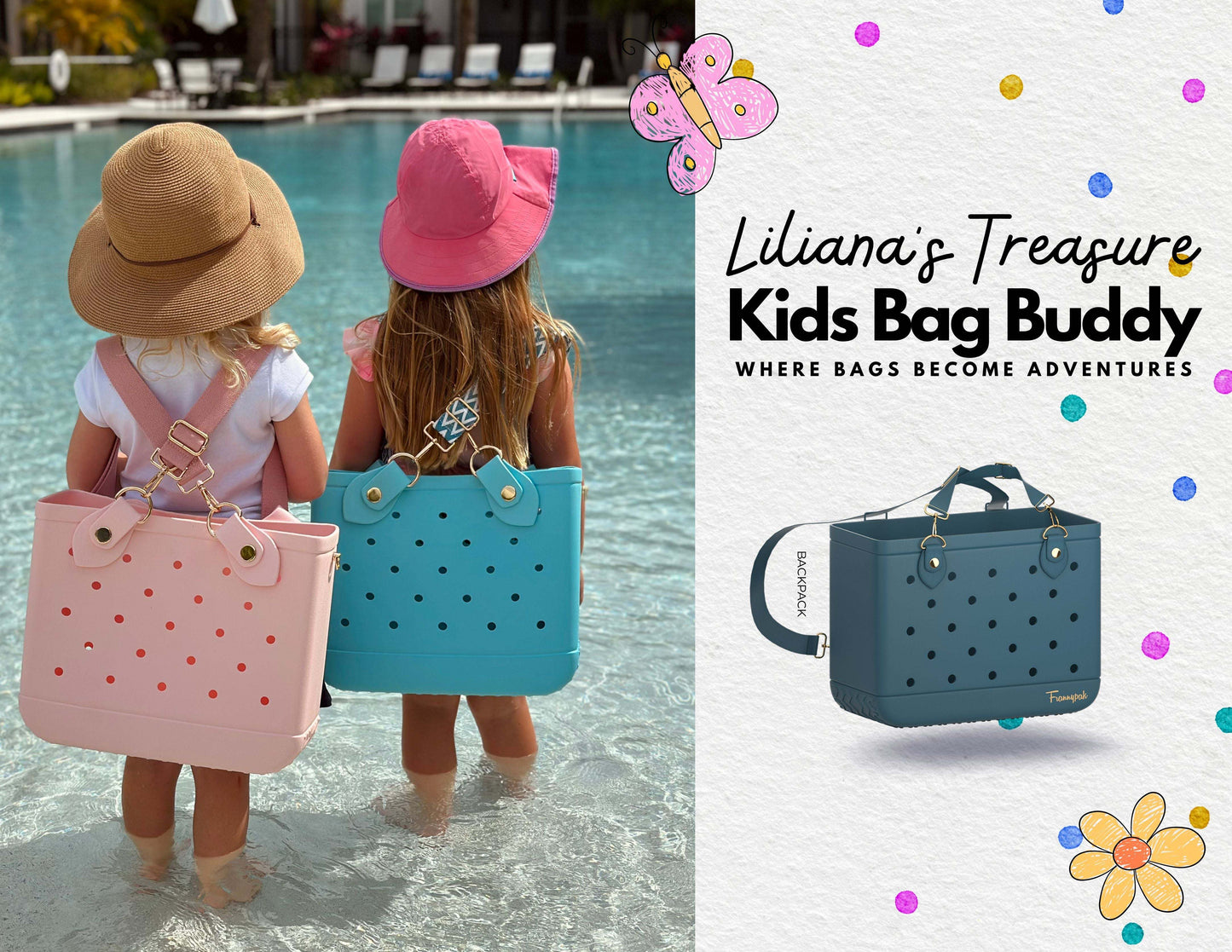 Franny - Teal Kids Tote Bag