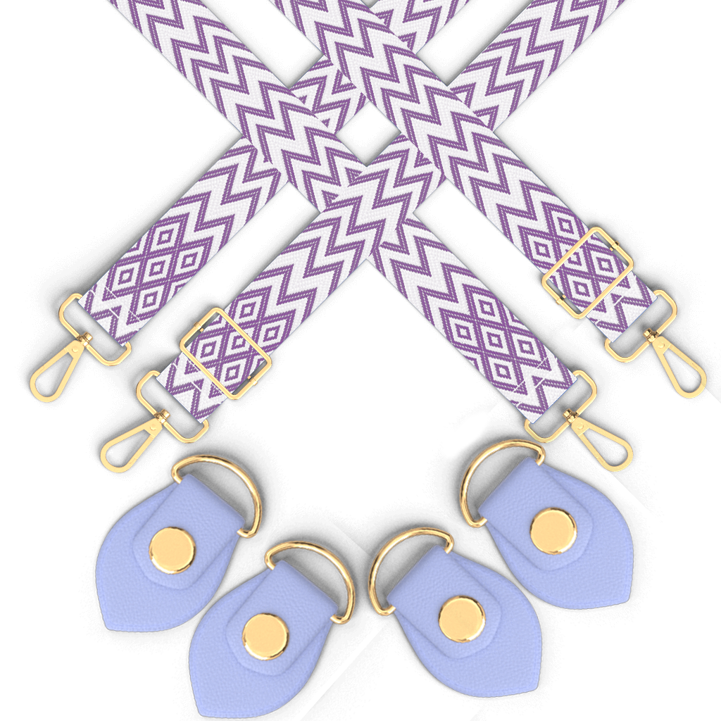 Bogg Bag Interchangeable Straps - Lilac Diagonal Straps & Lilac Anchors