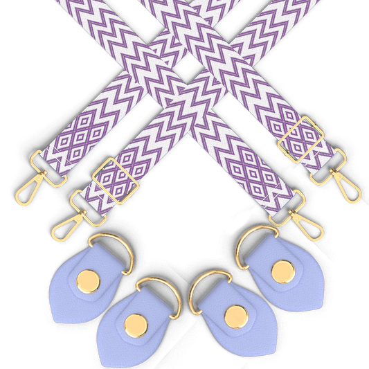 Bogg Bag Interchangeable Straps - Lilac Diagonal Straps & Lilac Anchors