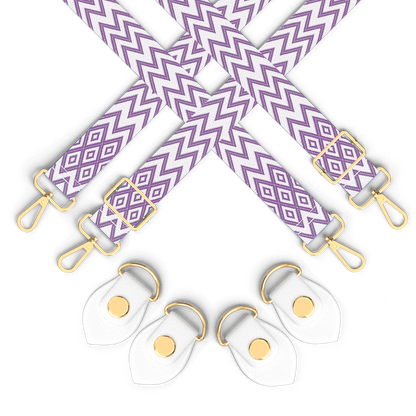 Bogg Bag Interchangeable Straps - Lilac Diagonal Straps & White Anchors