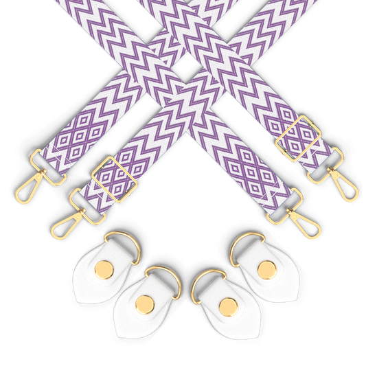 Bogg Bag Interchangeable Straps - Lilac Diagonal Straps & White Anchors