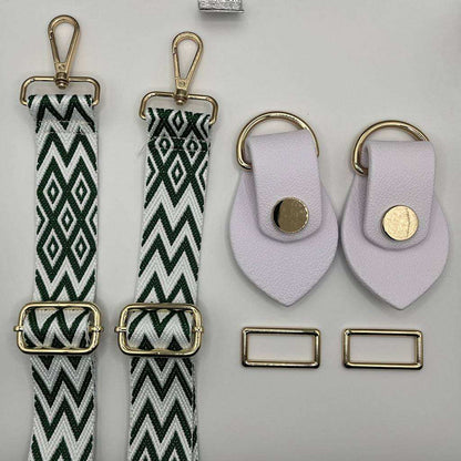 Quinn - Dark Green and White Geometric Strap with White Anchors