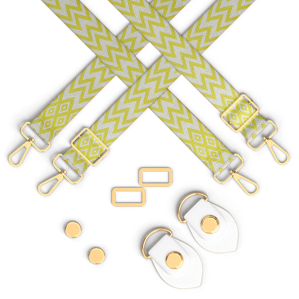 Quinn - Yellow & White Pattern Strap with White Anchors