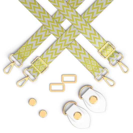 Quinn - Yellow & White Pattern Strap with White Anchors