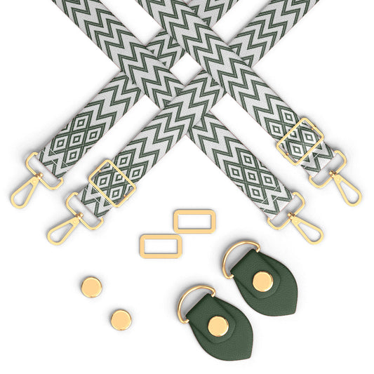 Quinn - Green and White Geometric Strap with Green Anchors