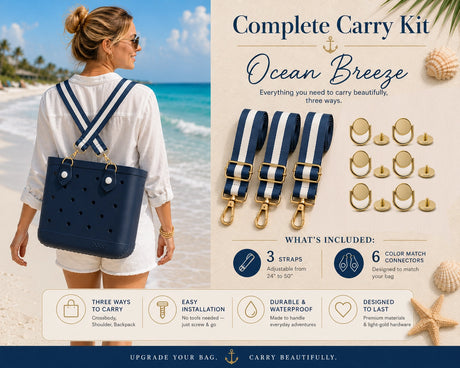 Ocean Breeze navy woven straps with Signature Gold connectors