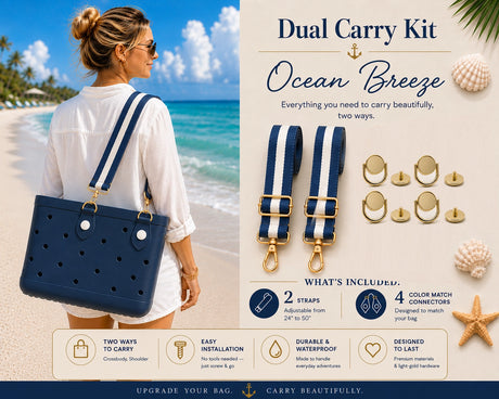 Ocean Breeze navy woven straps with Signature Gold connectors